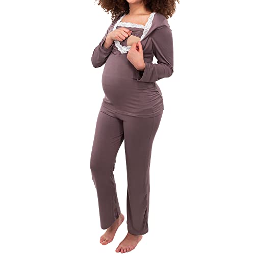 Herzmutter Stillpyjama-Umstandspyjama - Schlafanzug für Damen mit Spitze -...