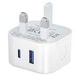 USB C Plug Fast Charge UK,USB Micro Fast Charger Plug Adapter USBC for iPhone 17 Pro Max Air 16 16e 16 Plus Pro Max 15 14 13 12 11 SE Watch iPad Pro Mini Air,Type-C & A Dual Port Wall Charging Plugs - Image 1