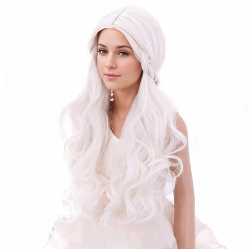 Image of PATTNIUM Platinum Blonde Wig for Kids Wig Long Wavy White Wig for Girls Heat Resistant Synthetic Cosplay Costume Wigs