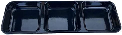 Z Moments Melamine 3-Compartment Divided Soy Sauce Dishes Plates Spicy Mustard Wasabi Sashimi Rectangular, 8-3/4" L X 2-3/4" W, Black (12)