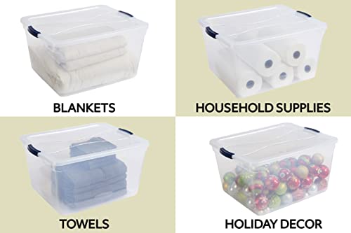 Rubbermaid Cleverstore Clear 71 Qt/18 Gal, Pack Of 4 Stackable Large Storage Containers With Durable Latching Clear Lids, Visible Storage, Great For Tools, Sports Equipment, And Large Items #TOP5