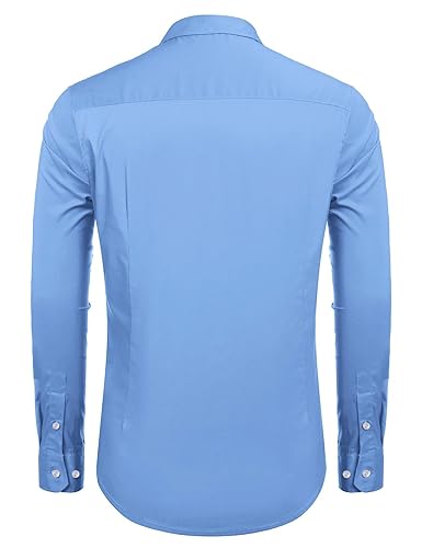 Chemise décontractée pour homme idéale pour le bureau et les sorties en bleu clair XXL