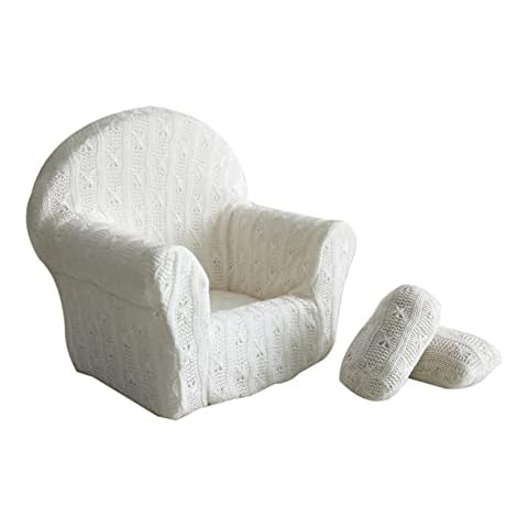 Pesine 3pcs Newborn Photography Props Mini Sofa Chair Posing Props with 2 Cushion Decoration for Unisex Holiday Party, Medium Cover