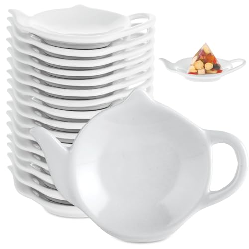 STARVAST Set of 18 Tea Bag Holder for Used Tea Bag, Ceramic Tea Bag Coaster Keep Your Tea Time Tidy and Organized, White