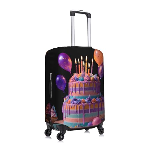 Happy Birthday Big Cake Elastic Travel Luggage Cover, Washable Spandex Suitcase Protector, Anti-Scratch Fits 18-32 Inch3