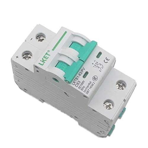 Interruptor Diferencial Salvavidas， 1 PCS 2 POLE 3 2A 50A 63A DC1000V MCB DC Interruptor De Circuito Solar Energía Fotovoltaica (PV)(16a)