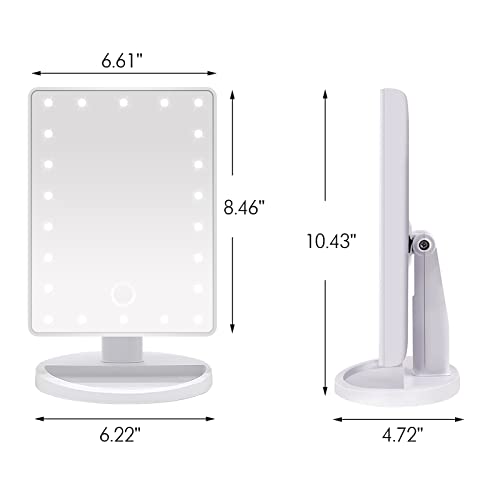 Vanity Mirror With Lights, Lighted Makeup Mirror W/Lights, Teen Girl Gifts For Room Decor Travel Led Mirror, Dorm Room Essentials, 180°Adjustable Rotation Dual Power Supply Touch Control #TOP2