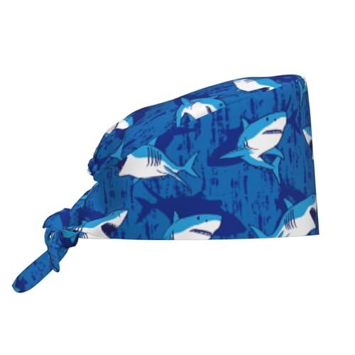 Image of Surgical Caps Men Women, Scrub Cap with Sweatband Adjustable | Tie Back Nurse Cap, Nursing Breathable Working Hat, Scrub Cap, Medical Hats