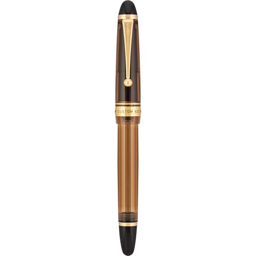 Image of Pilot Custom 823 Fountain Pen, Amber Barrel, Blue Ink, Medium Nib (60556)