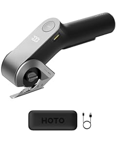 HOTO EdgeFlow Cordless Electric Scissors, Titanium Blade & LED Display, Rechargeable Cardboard Box Cutter, Self-Sharpening & Tool-Free Easy-Swap, Safety Lock, for Cardboard, Carpet, Leather, Crafting