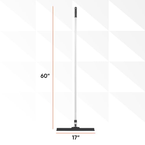 Image of Superio Floor Squeegee for Concrete Floor, Tile Floor, Windows, Windsheilds, Showers, Pool, Garage, Heavy Duty Silicone Squeegee Broom for Floor Rubber Scraper with Aluminum 55 inch Long Handle