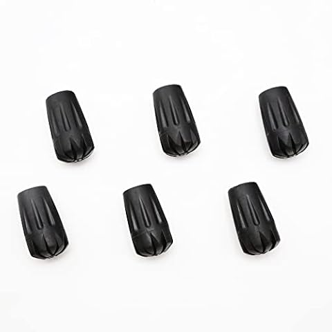 TREKOLOGY Trekking Pole Tips - 6pc/Set Walking Stick Tips Hiking Pole Tips Rubber Tips - Walking Sticks Replacement Tip Protectors - 11mm Hole Diameter - Fit Most Standard Hiking Poles Black Cover