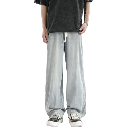 Men's Pants Light Jeans Loose Straight Trouser for Man