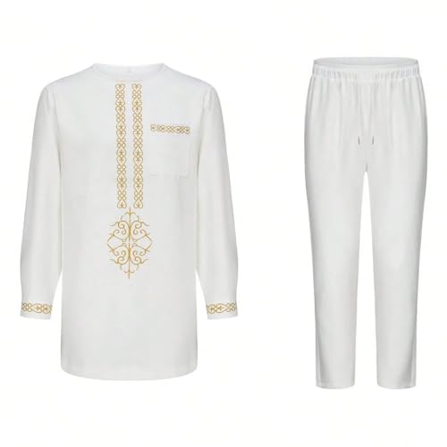 Men's Africa Suit Long Sleeve Print Dashiki and Pants Outfit Traditional 2 Piece Set3
