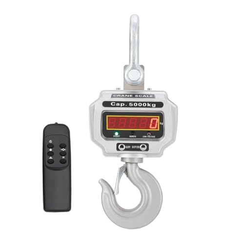 11000LB Digital Hanging Crane Scale with Remote & LED Display, Heavy Duty 3 Ton Industrial Electronic Scale with Cast Aluminum Case & Rechargeable Battery for Construction, Warehouse, Farm