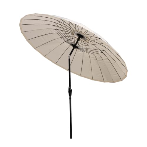 KXWOQ3ED 270 cm Parasol de Jardin Rond, Parapluie Shanghai, Protection Solaire UV, Parasol de Marché avec Manivelle et Inclinaison, 24 Baleines(White)