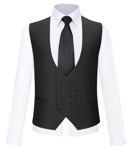 Boys Formal Suit Vest Double Breasted Solid Wedding Vest for Boys