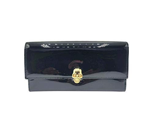 Alexander McQueen Women's Black Patent Leather Continental Wallet