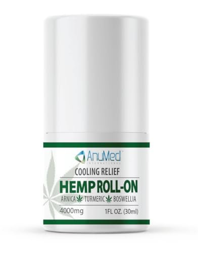 ANUMED Hemp Roll-On 4000mg Pain Relief. Fast Acting Long Lasting Maximum Strength with Arnica + Turmeric for Anti-Inflammatory Natural Recovery Joint Muscle Nerve Pain Reliever 2 Packs of (1oz)