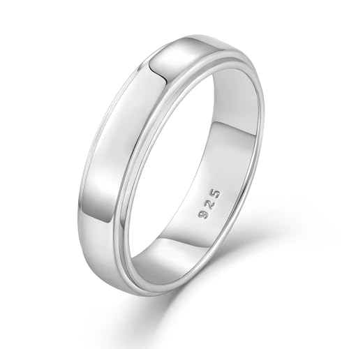 STARCHENIE 5MM Wedding Band Ring for Men, 925 Sterling Silver Ring for Men & Women Comfort Fit, Sizes 7-12