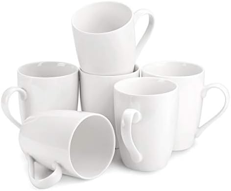 MECOWON 11 OZ Porcelain Mugs, Set of 6, Tea and Coffee Mugs, Light Beige