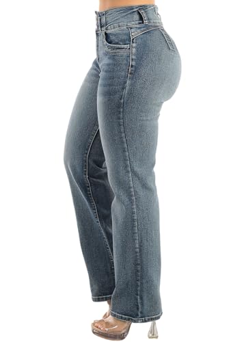 Image of Moda Xpress Women's Butt Lifting High Waisted Bootcut Jeans - Stretchy, Comfortable Flare Jeans in Junior Size Vintage Style