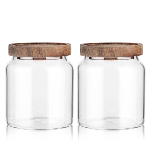 Labina Glass Jar with Wood Lid, Airtight Kitchen Storage Canister - image 1