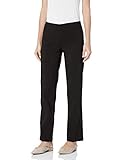 SLIM-SATION Women's Wide Band Pull-On Relaxed Leg Pant with Tummy Control, Black, 6