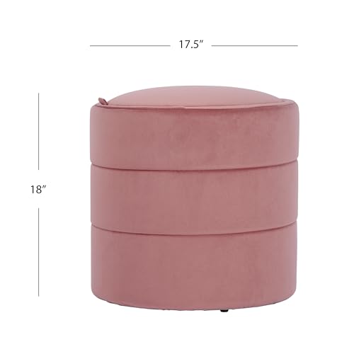 Image of HomePop 18 inch Storage Round Ottoman - Blush Pink Velvet