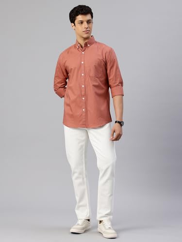Image of Majestic Man Men's Solid Pure Cotton Casual Shirt - Slim Fit | Full Sleeves | Soft & Breathable Fabric