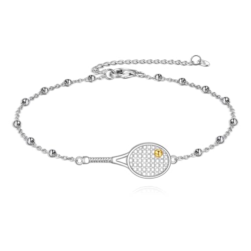 Tennis Bracelet 925 Sterling Silver Tennis Racket Gifts Sports Jewelry for Women Sports Lovers Player