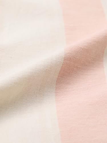 Image of The Souled Store Cotton Linen Stripes: Apricot Men and Boys Long Sleeves Collared Neck Orange Stripes Regular Fit Lightweight Comfortable Summer Cotton Linen Shirts
