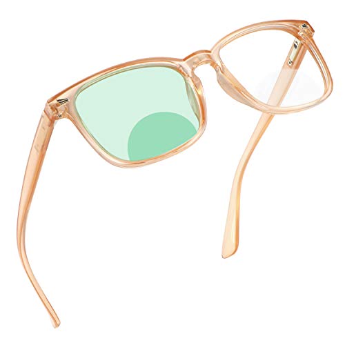 Image of YEIN Bifocal Reading Glasses with Blue Light Blocking Lenses, Bifocal Reader for Women and Men, Vintage Square frame with Spring Hinge (+1.00 /+4.00 magnification)
