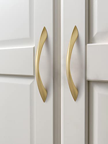 Image of Brushed Gold Cabinet Pulls 5 Inch 20 Pack Arch Twisted Brass Handles Drawer Kitchen Cupboard Bathroom Dresser Cabinet Hardware Zinc Alloy