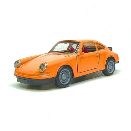 PICKNIES Classic Vintage Diecast Metal Pullback Toy car with Openable Doors for Kids | 1:36 Scale Model | Pull Back | Gift for Boys Girls (Porsche Carrera 1974 - Orange)