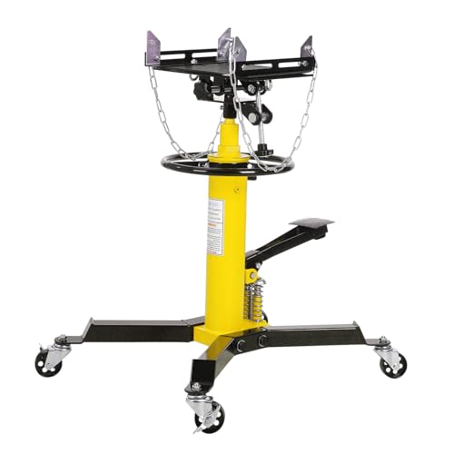 GoyRrbay Hydraulic Transmission Jack, 1322 Lbs (3/5 Ton) Hydraulic Telescopic Transmission Jack, 33.8"-72.8" High Lift, 2 Stage Adjustable Telescoping Hydraulic Jack, with 360° Swivel Wheel(Yellow)