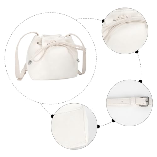 Women Mini Solid Color Faux Suede Crossbody Bag Shoulder Bag Drawstring Bucket Bag4