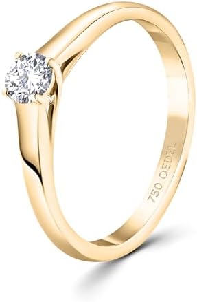 EDELIND Anillo de compromiso mujer oro 18k con diamante natu...