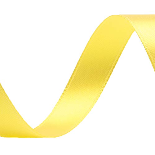 Image of Solid Color Double Faced Yellow Satin Ribbon 5 /8 inch X 25 Yards, Ribbons Perfect for Crafts, Wedding Decor, Bow Making, Sewing, Gift Package Wrapping and More