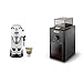 De'Longhi Dedica Ec685.W Macchina Da Caffè Espresso Manuale E Cappuccino, Caffè In Polvere O In Cialde E.S.E., 1350W, Bianco & Kg79 Macinacaffè Professionale A Pressione Con 3 Livelli Di Macinatura
