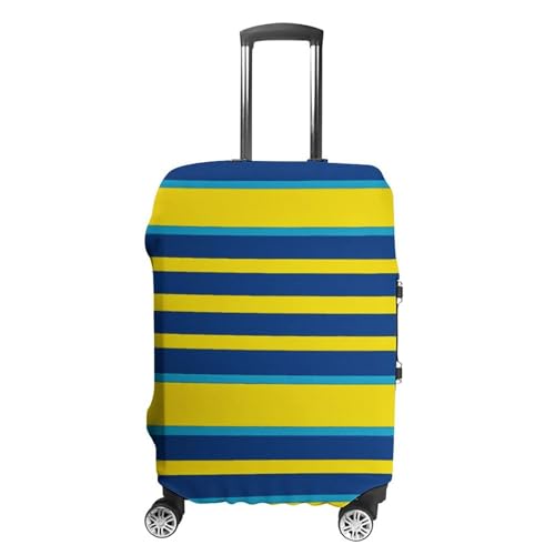 Yellow And Blue Stripes Luggage Cover Tsa Approved Suitcase Covers for Luggage Elastic Washable Suit Case Covers Anti-Scratch Travel Luggages Sleeve Suitcase Protector Fits 19-30 Inch Case(M)
