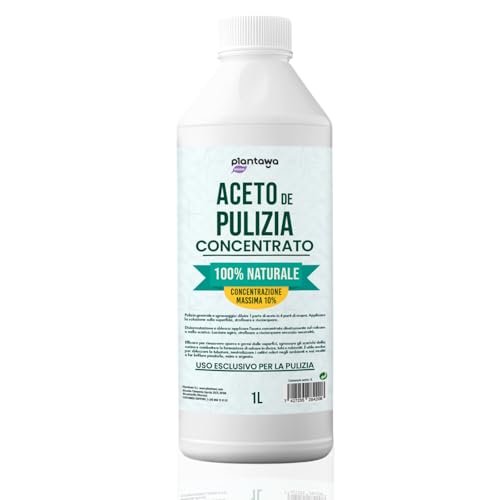 PLANTAWA Aceto concentrato 10º 1L | Aceto per pulire | Alcool bianco | Detergente multiuso naturale e potente, efficace antitico | Disinfetta, sgrassa e rimuove il calcare dalle superfici