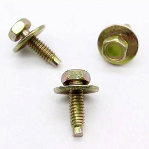 DZMZL メタルボディボルト 1/4-20 X 7/8 3/4インチ ワッシャー 外径 7/16 六角頭 ドッグポイント付き フォード 57030-S36 57030S36 互換 10個