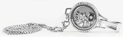 BG247 Floating Locket Lanyard with Badge Holder Included Chain and Choice of 6 Charms and 1 Plate2