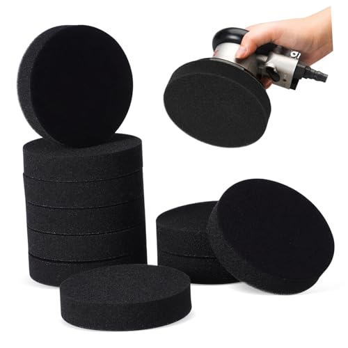 Housoutil Sponge Wheel for Car Waxing 10pcs Sanding Attachment Pads Flat Design for Drill Polishing Kit
