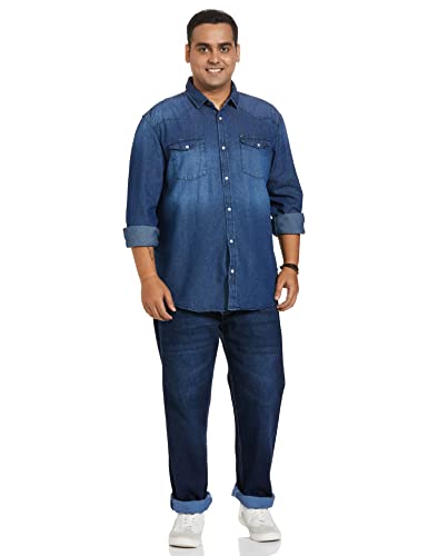 Image of Amazon Brand - Inkast Denim Co. Men's Slim Shirt (AZ-INK-RFS-DN-04 Dark Blue 4 XL)