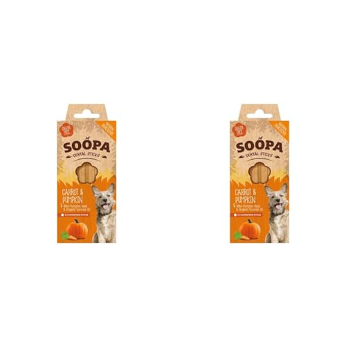 Soopa Pumpkin and Carrot Dental Sticks Dog Treat, 100 g (Pack of 2), Transparent