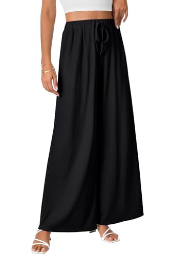 LYAENR Women's Elastic Waist Wide Leg Pants4