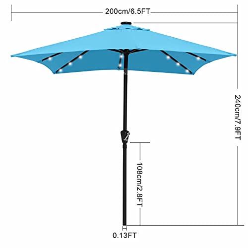 Image of ABCCANOPY Square Solar Led Patio Umbrellas 6.5FT x 6.5FT (Turquoise)