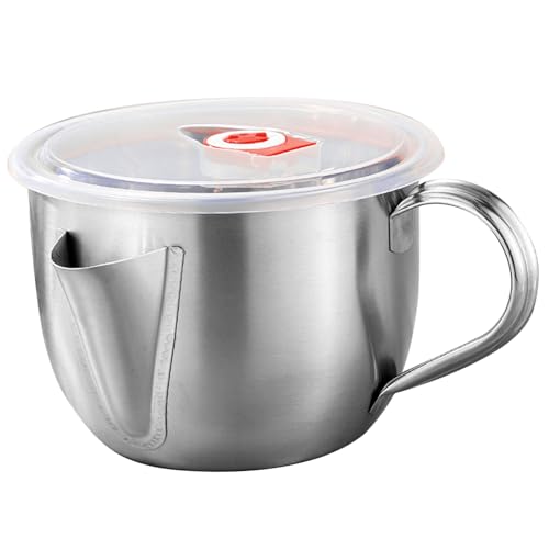 Pichet séparateur de graisse 1L, séparateur de sauce en acier inoxydable avec couvercle et 2 sorties pour la cuisine